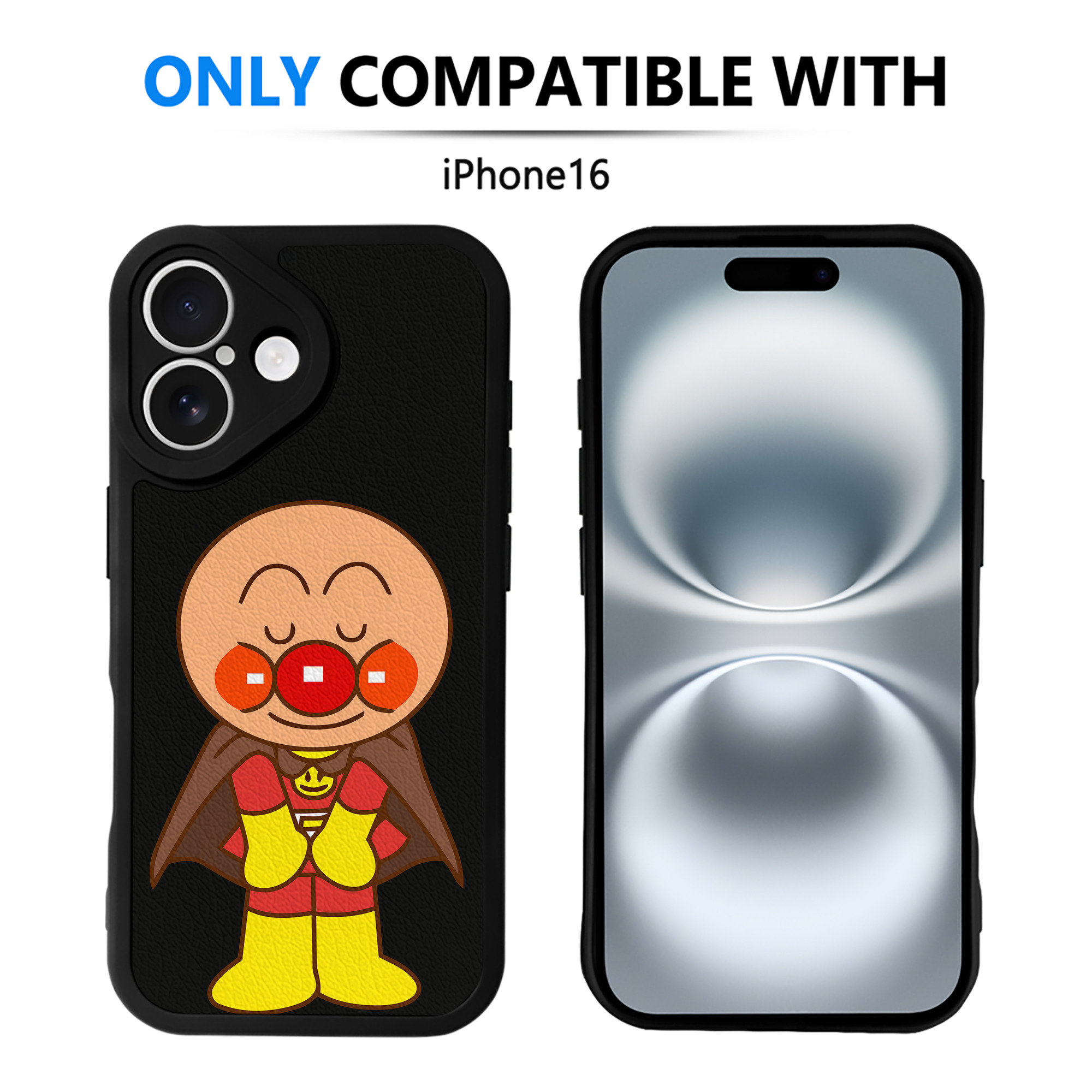 （画像用） アンパンマン Anpanman 【iPhone 16シリーズ対応】シリコンスマホケース（レザー調） 材質：シリコン